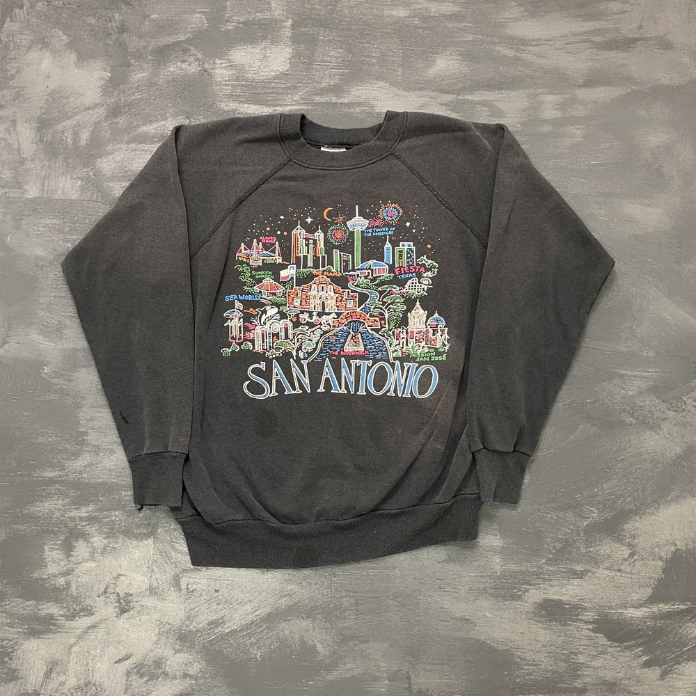 vintage San Antonio City sweatshirt mens medium black‎ 1990s